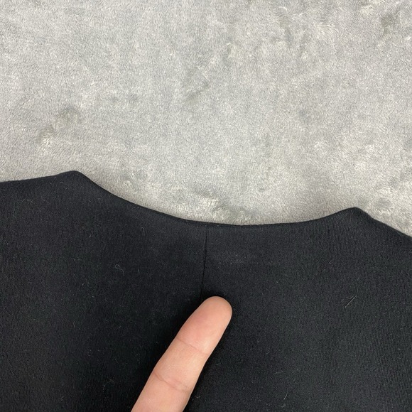 Theory Jacket Womens Size 4 Black Wool Blend Goat Leather Rory Blazer Collarless - Picture 14 of 16